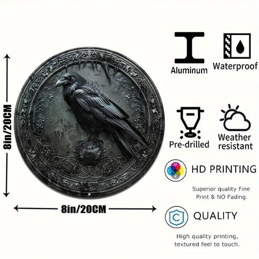 Witch Crow Black Raven Metal Sign Gothic Decor-MoonChildWorld