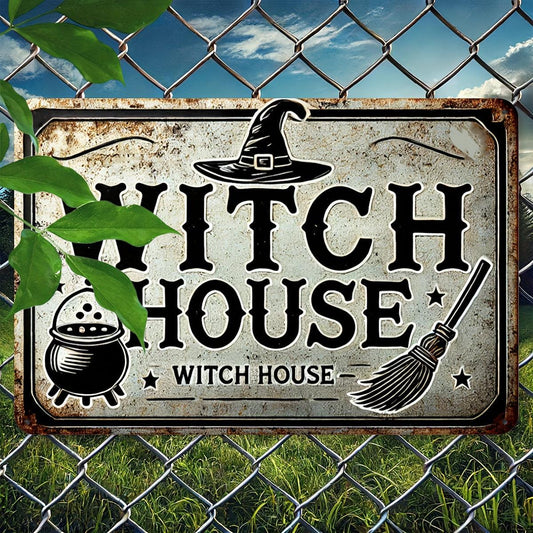 Witch House Metal Sign Witch Wall Sign Halloween Welcome Sign-MoonChildWorld