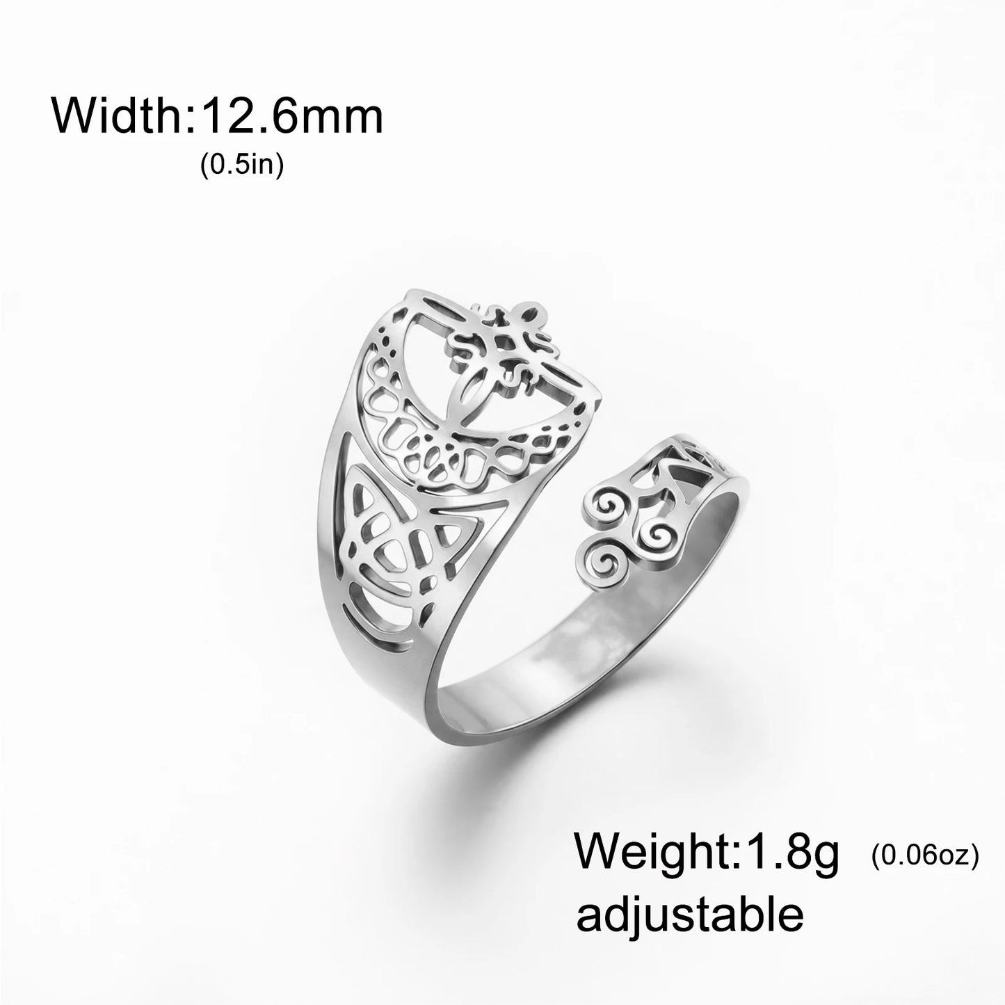 Witch Knot Celtic Trinity Knot Open Cuff Ring Adjustable-MoonChildWorld