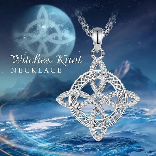 Witch knot necklace presented in a gift box