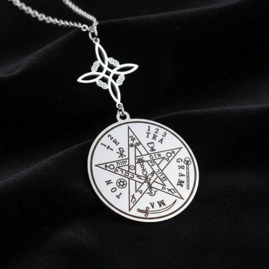 Witch Knot Tetragrammaton Necklace - Pentagram Celtic Knot Necklace-MoonChildWorld