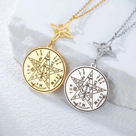 Witch Knot Tetragrammaton Necklace - Pentagram Celtic Knot Necklace-MoonChildWorld