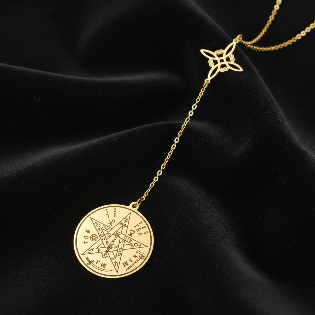 Witch Knot Tetragrammaton Necklace - Pentagram Celtic Knot Necklace-MoonChildWorld