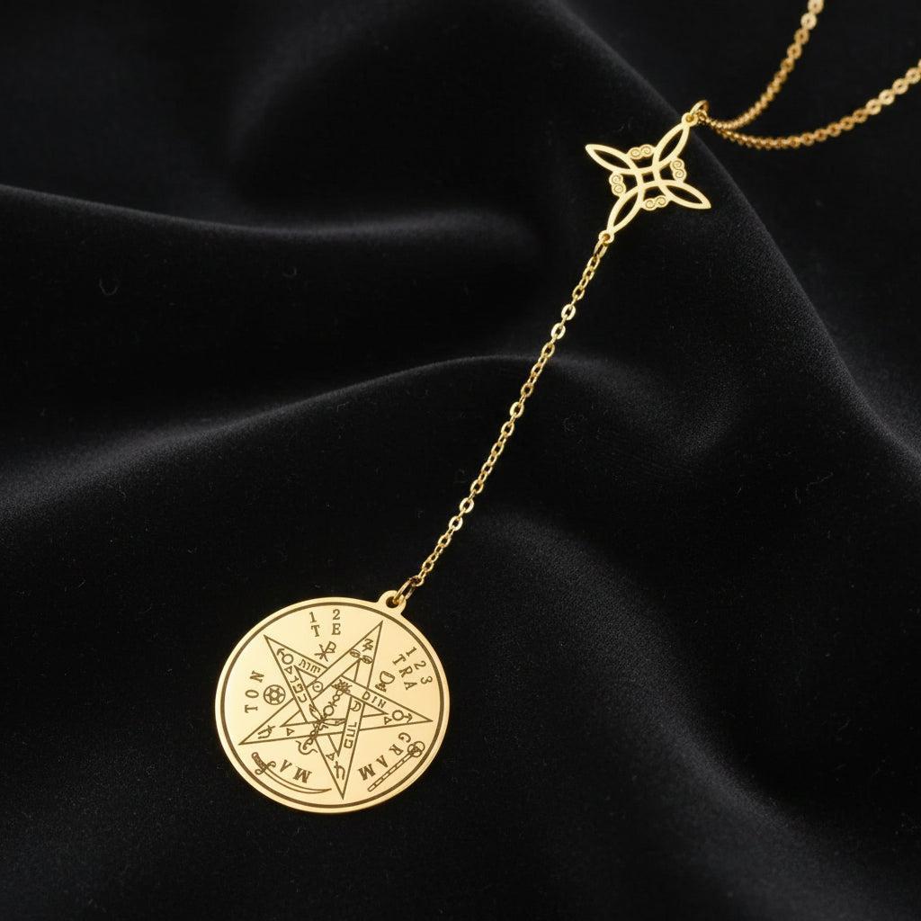 Witch Knot Tetragrammaton Necklace - Pentagram Celtic Knot Necklace-MoonChildWorld