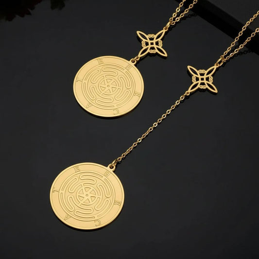 Witch Knot Triple Moon Goddess Necklace Hecate Wheel Necklace Greek Mythology Jewelry-MoonChildWorld