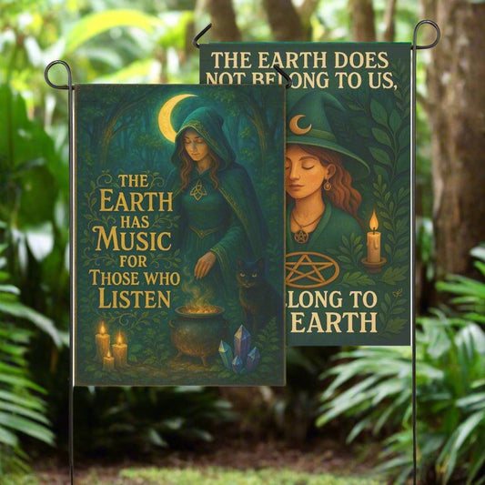 Witch in Nature's Embrace Witchy Garden Flag and Wiccan House Flag for Pagan Outdoor Decor-MoonChildWorld