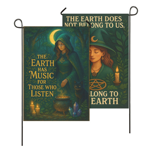 Witch in Nature's Embrace Witchy Garden Flag and Wiccan House Flag for Pagan Outdoor Decor-MoonChildWorld