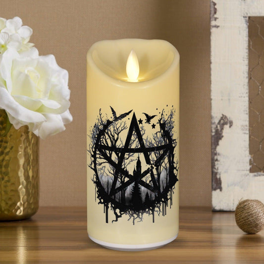 Witchcraft Gothic Pentacle Flameless LED Candle-MoonChildWorld