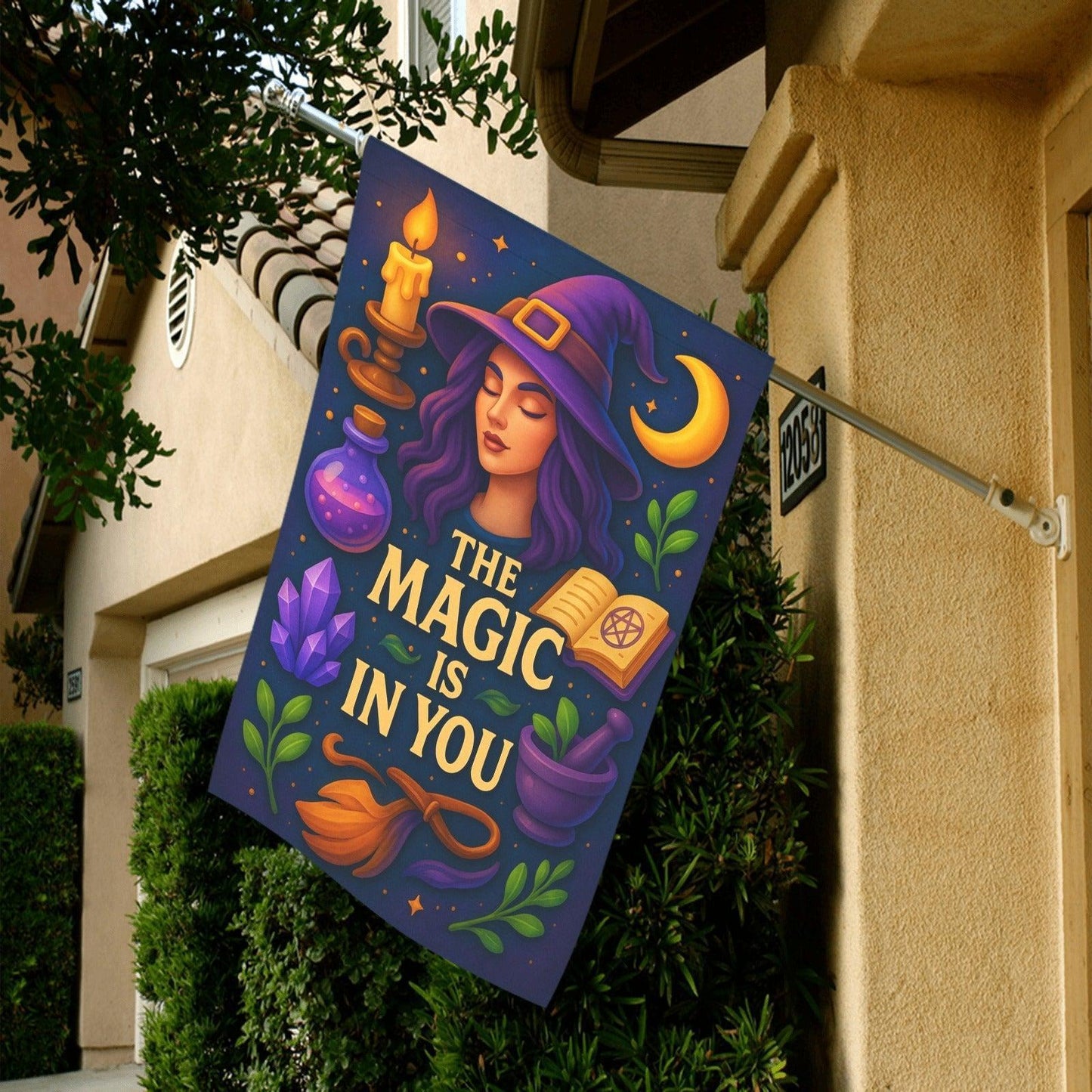 Witchcraft Halloween Garden Flag and House Flag for Witches, Wiccan Homes-MoonChildWorld