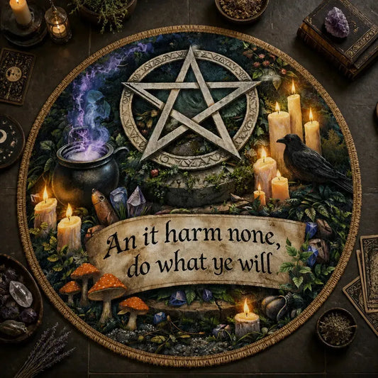 Witchcraft Pentacle Wiccan Round Rug Witchy Carpet Pagan Home Decor_mockup_2.webp
