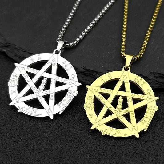 Witchcraft Pentagram Necklace - Tetragrammaton Seal of Solomon Witchcraft Pentacle Necklace-MoonChildWorld