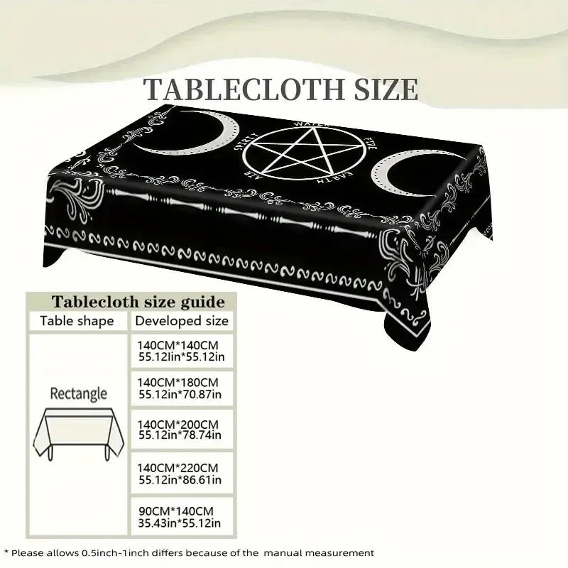 Witchcraft Pentagram Triple Moon Tablecloth Wicca Table Decor-MoonChildWorld