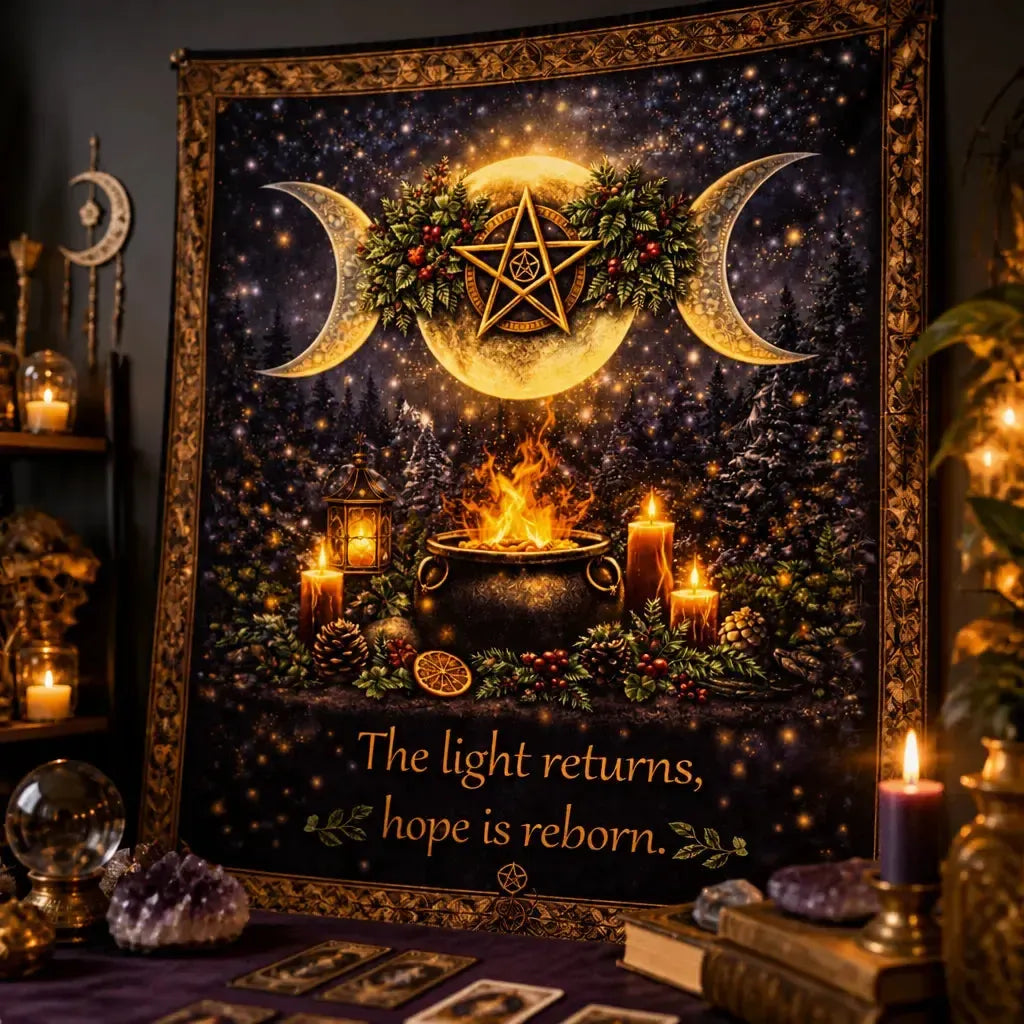 Witchcraft Pentagram Triple Moon Wicca Yule Tapestry Pagan Altar Wall Hanging_mockup_3.webp