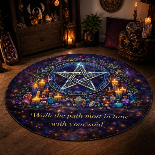 Witchcraft Pentagram Wiccan Round Rug Pentacle Pagan Carpet for Yule Home Decor_mockup_1.webp