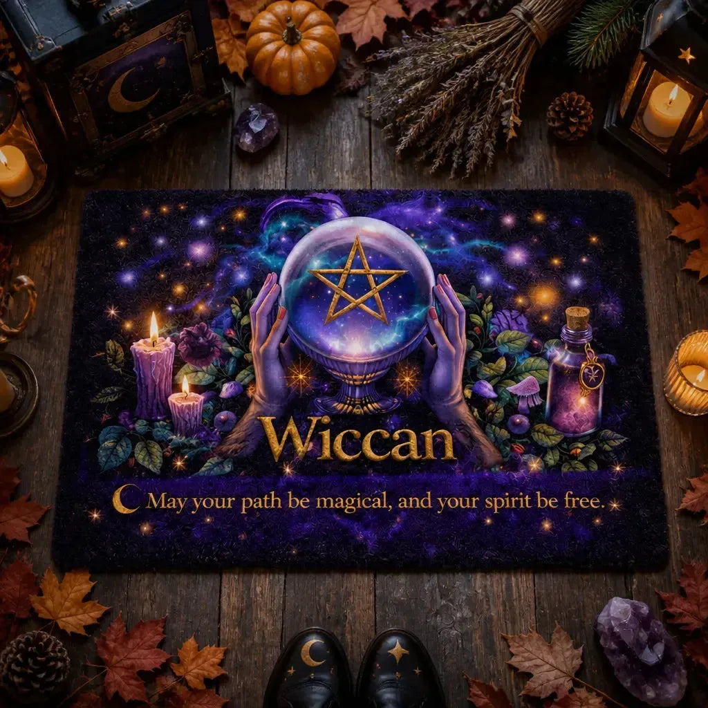 Witchy Crystal Ball Doormat – Spiritual Wicca Welcome Mat for Mystical Home Decor_mockup_3.webp