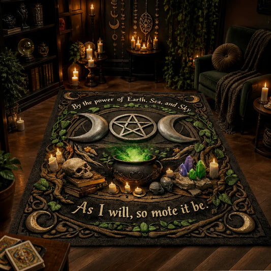 Witchy Dark Forest Wicca Area Rug – Cottagecore Pagan Carpet for Green Witch Decor_mockup_1.webp