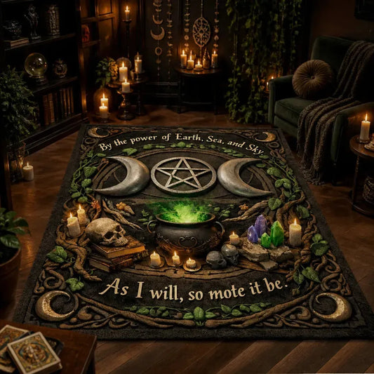 Witchy Dark Forest Wicca Area Rug – Cottagecore Pagan Carpet for Green Witch Decor_mockup_1.webp