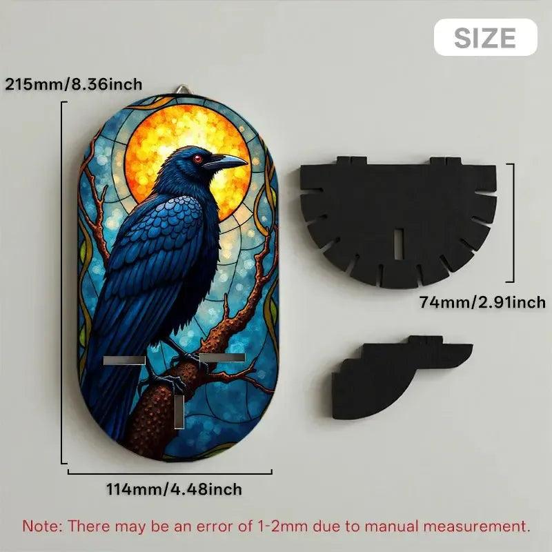 Witchy Raven Wall Shelf for Crystals & Candles – Wooden Gothic Crow Floating Shelf Wicca Altar Decor-MoonChildWorld