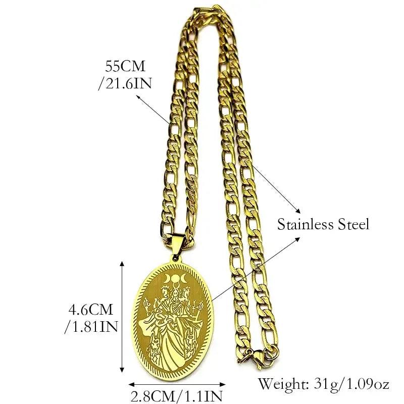 Witchy Triple Moon Goddess Necklace - Wheel of Hecate Necklaces Wicca Pagan Jewelry-MoonChildWorld