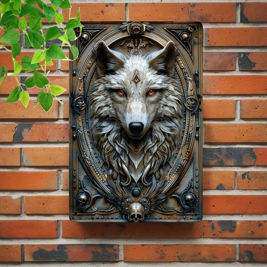 Wolf Wall Art White Wolf Metal Sign Spirit Animal Home Decor-MoonChildWorld