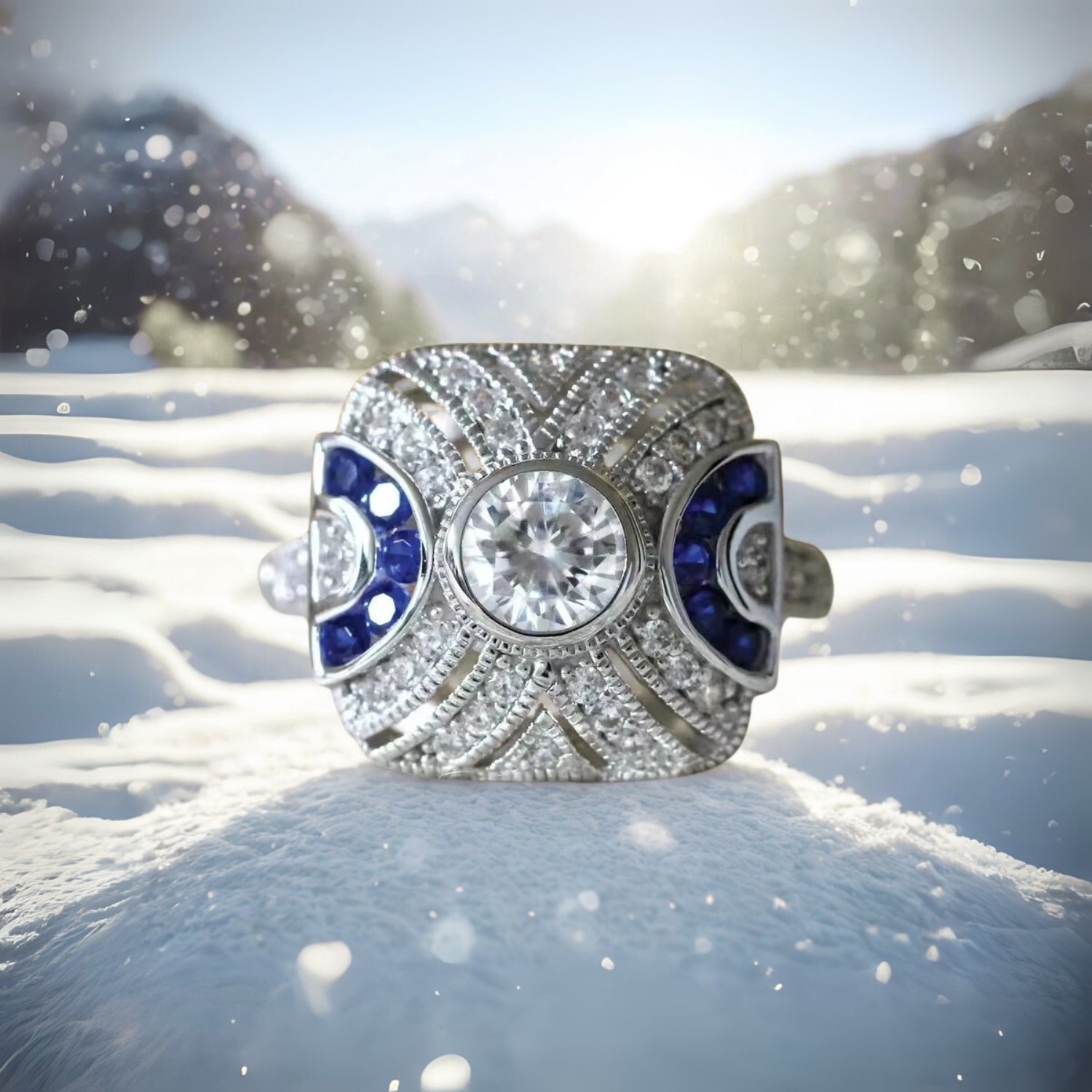 Crystal Triple Moon Ring Wiccan Jewelry-MoonChildWorld