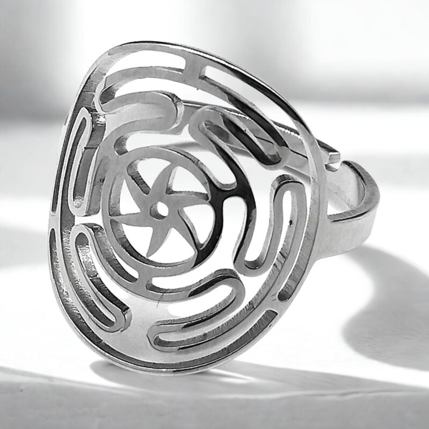 Wicca Hekate Wheel Ring Gothic Witch Jewelry - Hecate Symbol Ring-MoonChildWorld