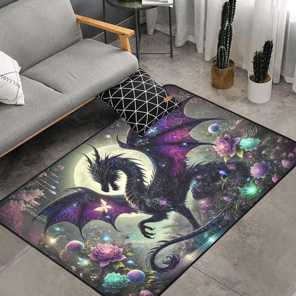 Spirit Dragon Area Rug Mythical Dragon Carpet-MoonChildWorld
