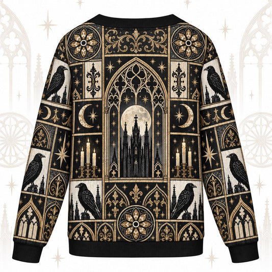 Cathedral Window Raven Gothic Patchwork Cardigan for Women Full Moon, back view