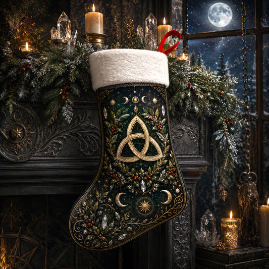 Celtic Triquetra Christmas Stocking Gold Knot Pagan Yule Decor