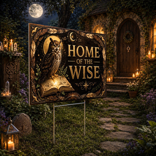 Home of the Wise Wicca Yard Sign - garden display