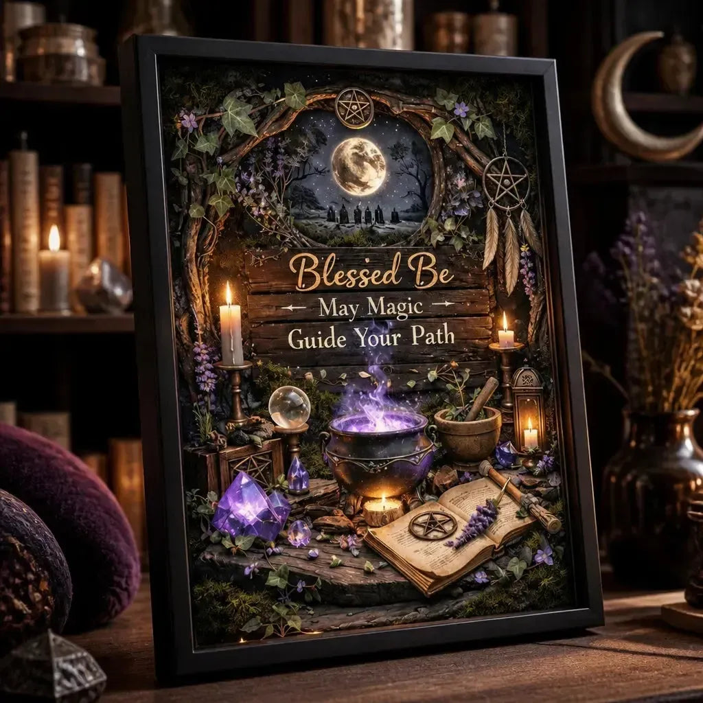 Mystical Wicca & Pagan Art Print - Witchcraft Black Framed Canvas Wall Decor_mockup_3.webp