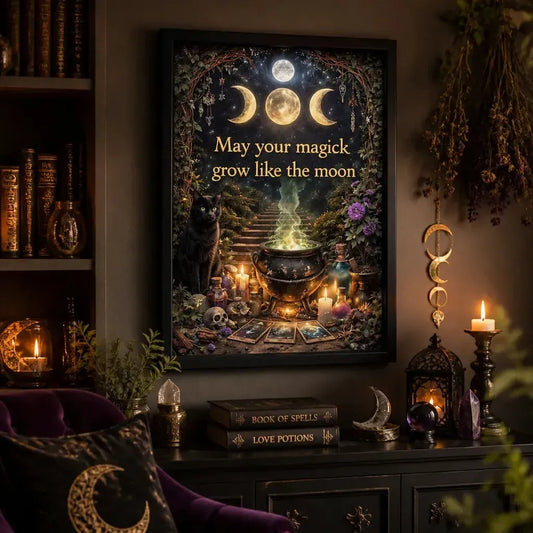 Mystical Wicca & Pagan Art Print - Witchcraft Black Framed Canvas Wall Decor for Witch_mockup_1.webp