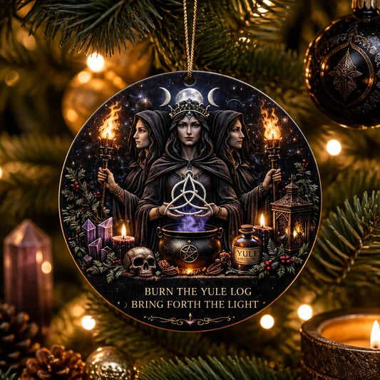 Hecate Goddess Yule Ceramic Ornament – Triple Goddess Witchy Christmas Ornament_mockup_1.webp