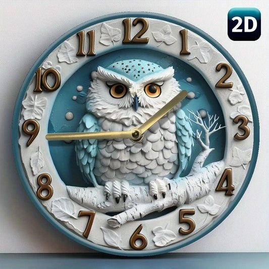 Winter Owl Wooden Wall Clock Spirit Owl Home Decor-MoonChildWorld