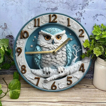 Winter Owl Wooden Wall Clock Spirit Owl Home Decor-MoonChildWorld