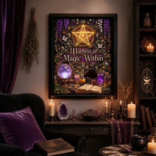 Sacred Pagan Canvas Wall Art - Black Framed Print for Wicca Altar & Sacred Space_mockup_1.webp