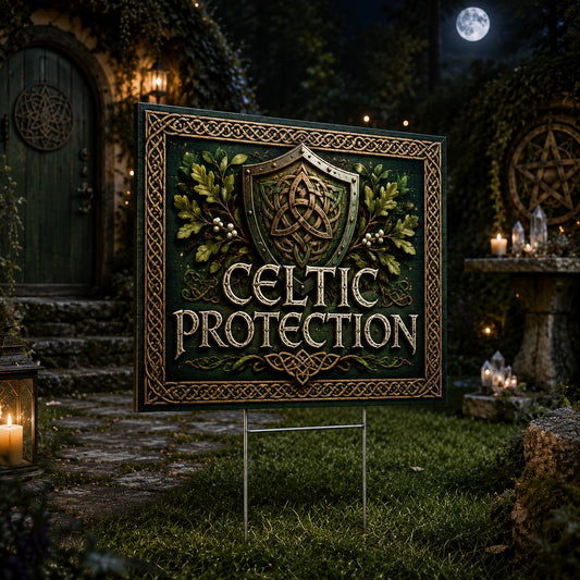 Celtic Protection Celtic Knot Shield Wicca Yard Sign - garden display