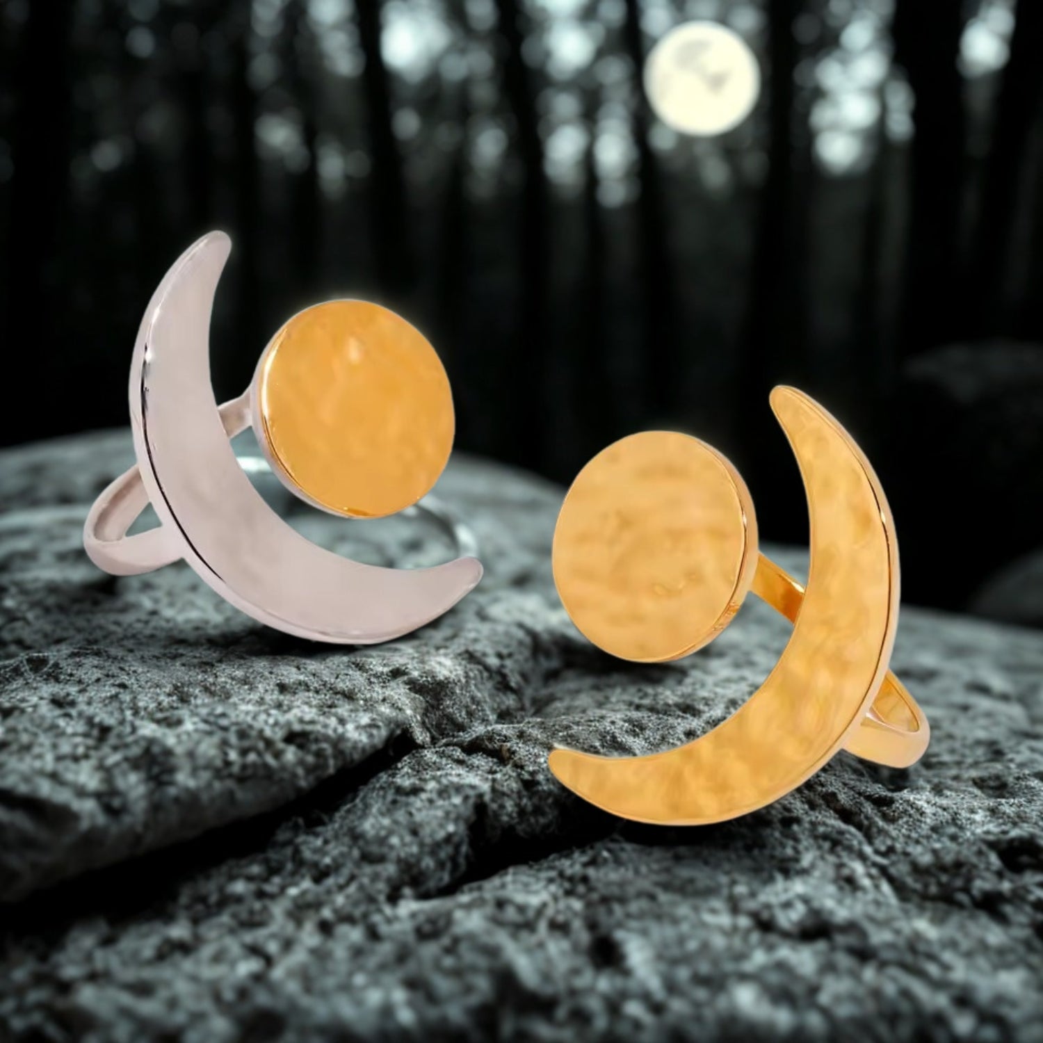 Bohemian Celestial Moon Sun Ring Wicca Moon Ring Pagan Jewelry-MoonChildWorld