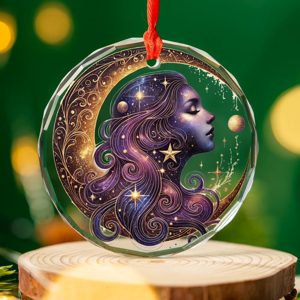 Goddess Moon Glass Ornament Wicca Christmas Ornament-MoonChildWorld