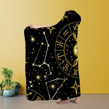 Celestial sun moon hooded blanket