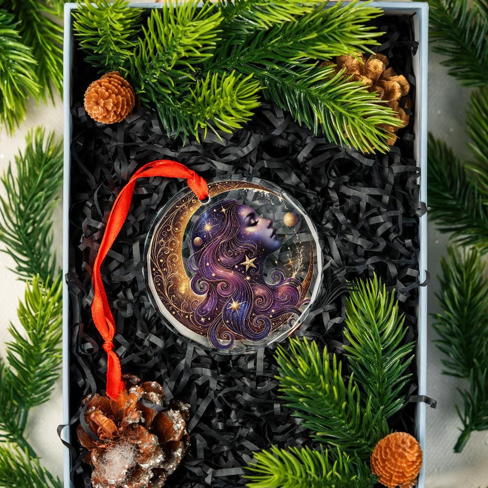Goddess Moon Glass Ornament Wicca Christmas Ornament-MoonChildWorld
