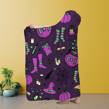 Halloween witch hooded blanket