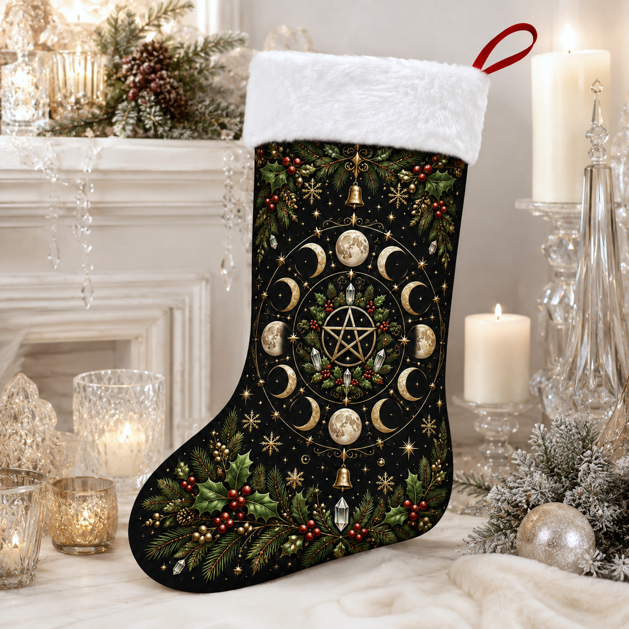 Wheel Of The Year Christmas Stocking Pentacle Pagan Sabbat Decor