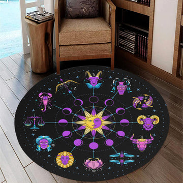 Astrology Round Rug Zodiac Rug-MoonChildWorld