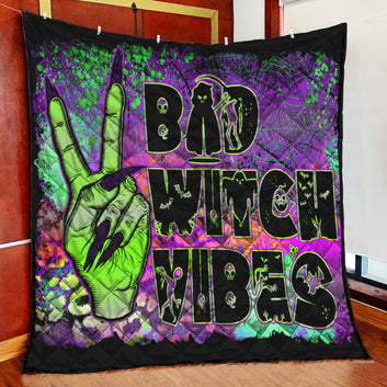 Bad Witch Vibes Witchy Quilt Blanket Halloween Quilt