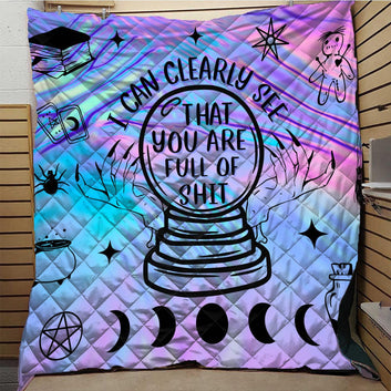 Moon phase Crystal ball Witch Quilt Blanket
