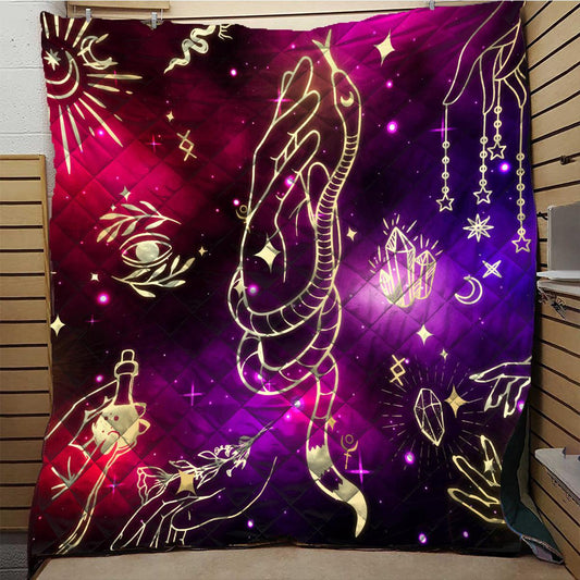 Gothic snake crystal Witch Quilt Blanket