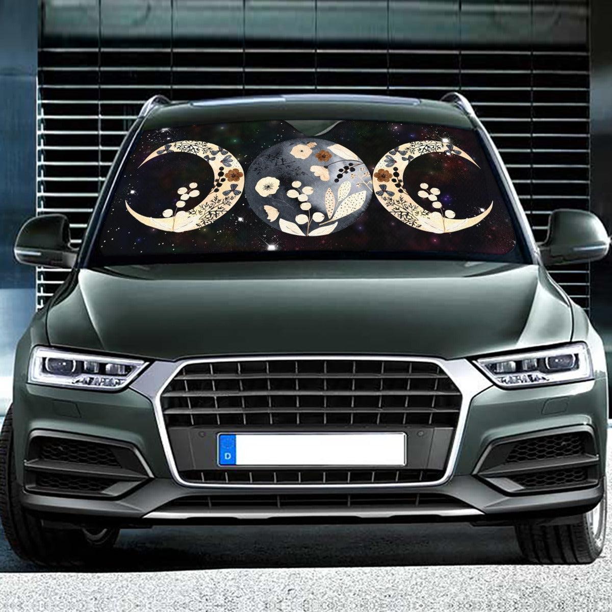 Floral triple moon car sun shade-MoonChildWorld