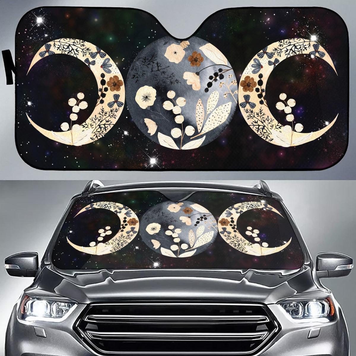 Floral triple moon car sun shade-MoonChildWorld