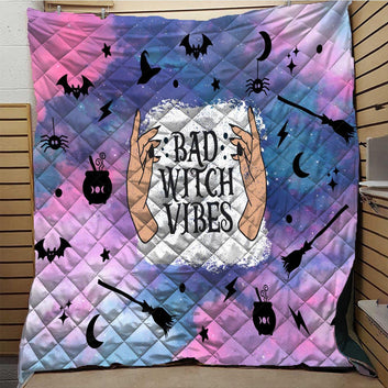 Bad Witch Vibes Witch Quilt Blanket Halloween Quilt